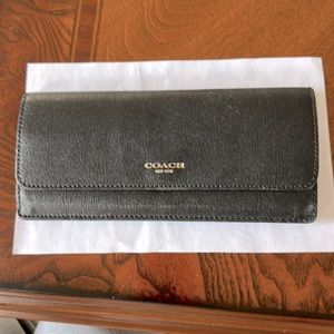 Coach small black leather wallet